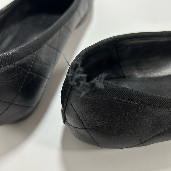 CHANEL Cambon Line Flat Shoes Leather Enamel Coco Mark CC Logo Size 7.5 Black - Picture 12 of 16